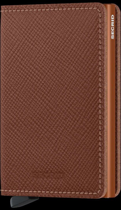 Secrid Slimwallet Saffiano Caramel mit Gravur - SSa-Caramel