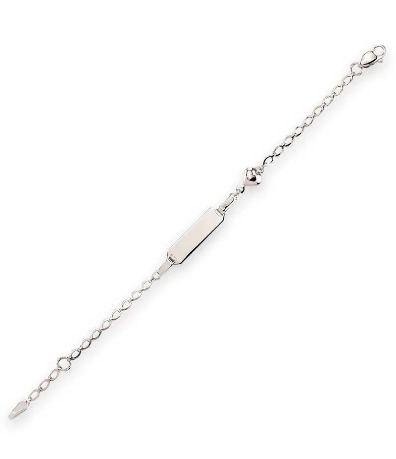 Baby Kinder Weissgold Bracelet mit Länge: 14 cm & Gratis Gravur - WB-907