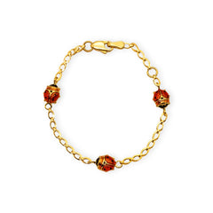 Baby Kinder Gelbgold Bracelet mit Marienkäfer & Gratis Gravur - GB-811/18