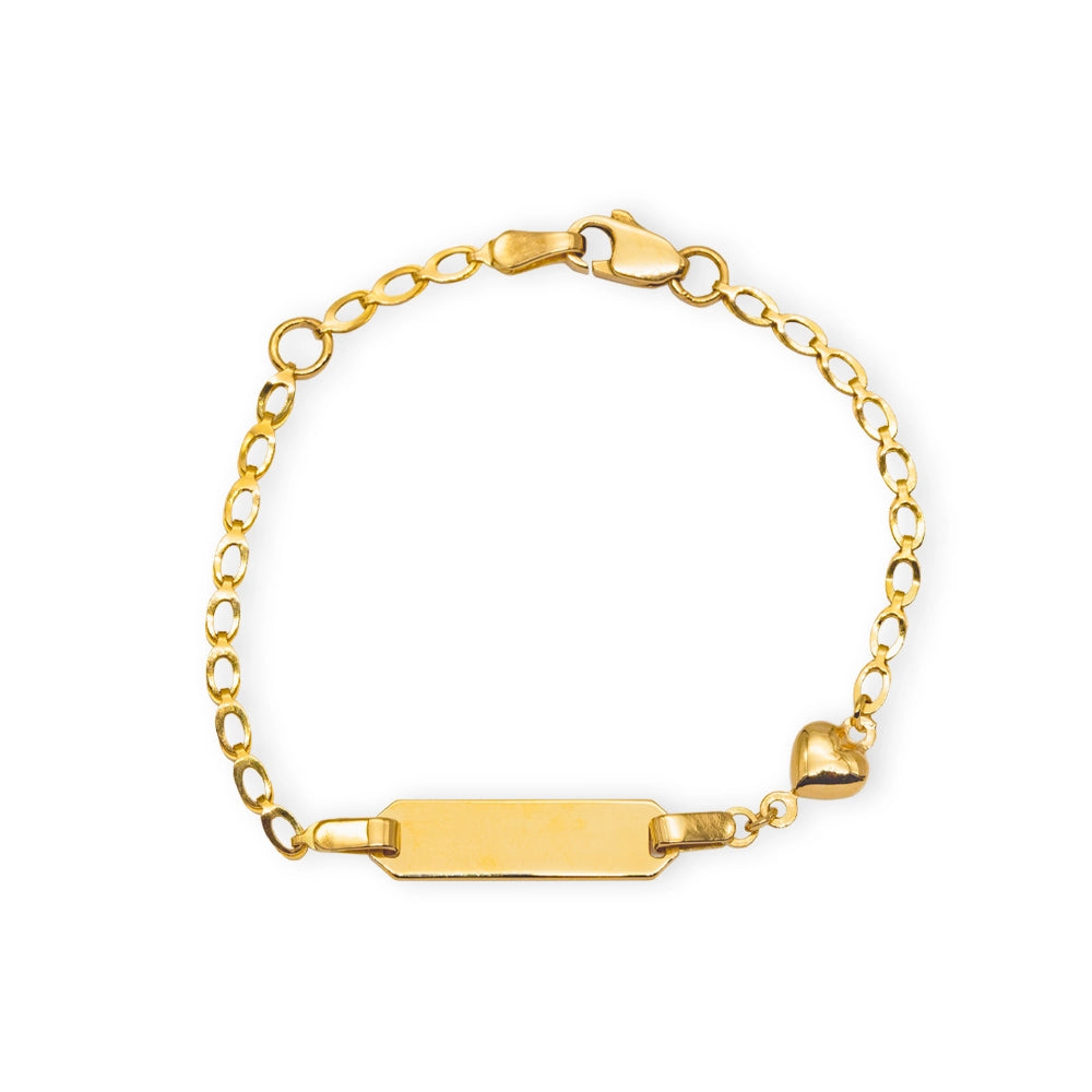 Baby Kinder Gelbgold Bracelet mit Herz & Gratis Gravur, 14 cm - GB-907/18