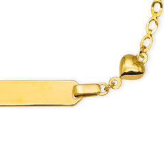 Baby Kinder Gelbgold Bracelet mit Herz & Gratis Gravur, 14 cm - GB-907/18
