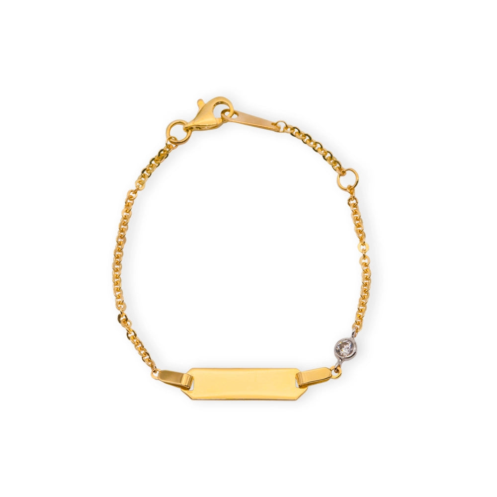 Baby Kinder Gelbgold ID-Armband mit Gratis Gravur - GB-949/18