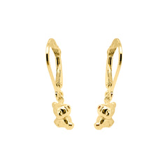 Boucle d'oreille bébé enfant en or jaune avec ourson, 18/750 carats - GO-303/18