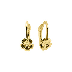 Boucle d'oreille bébé enfant en or jaune avec trèfle, 18/750 carats - GO-233/18