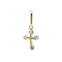 Pendentif croix en or jaune pour bébé avec pierres en zircone - GA-811