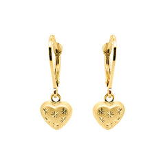 Boucle d'oreille bébé enfant en or jaune avec coeur, 18/750 carats - GO-553/18