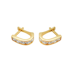 Boucles d'oreilles créoles avec zircones en or jaune 18 carats 750 - GO-634/18