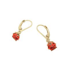 Baby Kinder Gelbgold Ohrring mit Marienkäfer, 9/375 Karat - GO-362