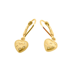 Boucle d'oreille bébé enfant en or jaune avec coeur, 18/750 carats - GO-553/18