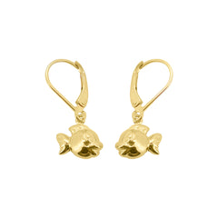 Boucle d'oreille bébé enfant en or jaune avec poisson, 18/750 carats - GO-563/18