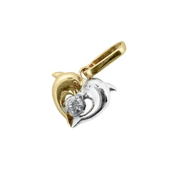 Delfin Anhänger Gelb-und Weissgold 9 Karat 375