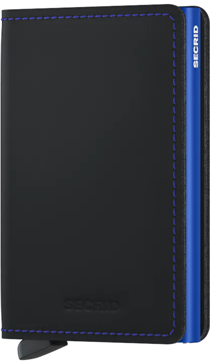 Secrid Slimwallet Matte Black & Blue mit Gravur - SM-Balck & Blue