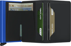 Secrid Slimwallet Matte Black & Blue mit Gravur - SM-Balck & Blue