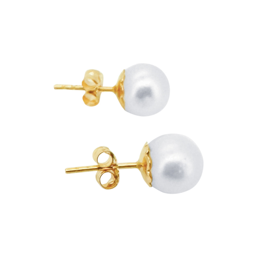 Perlen Ohrstecker Gelbgold 7-7.5 mm für Damen - GPG-775