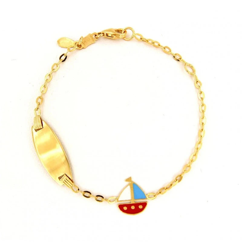 Baby Kinder Gelbgold ID-Bracelet Mit Gratis Gravur - GB-451