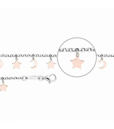 Der Kettenmacher Stern-Mond Armband Silber-Rotgold - FMS-19S