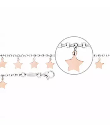 Der Kettenmacher Diamantiert Sterne Armband Silber-Rotgold - FS-19S