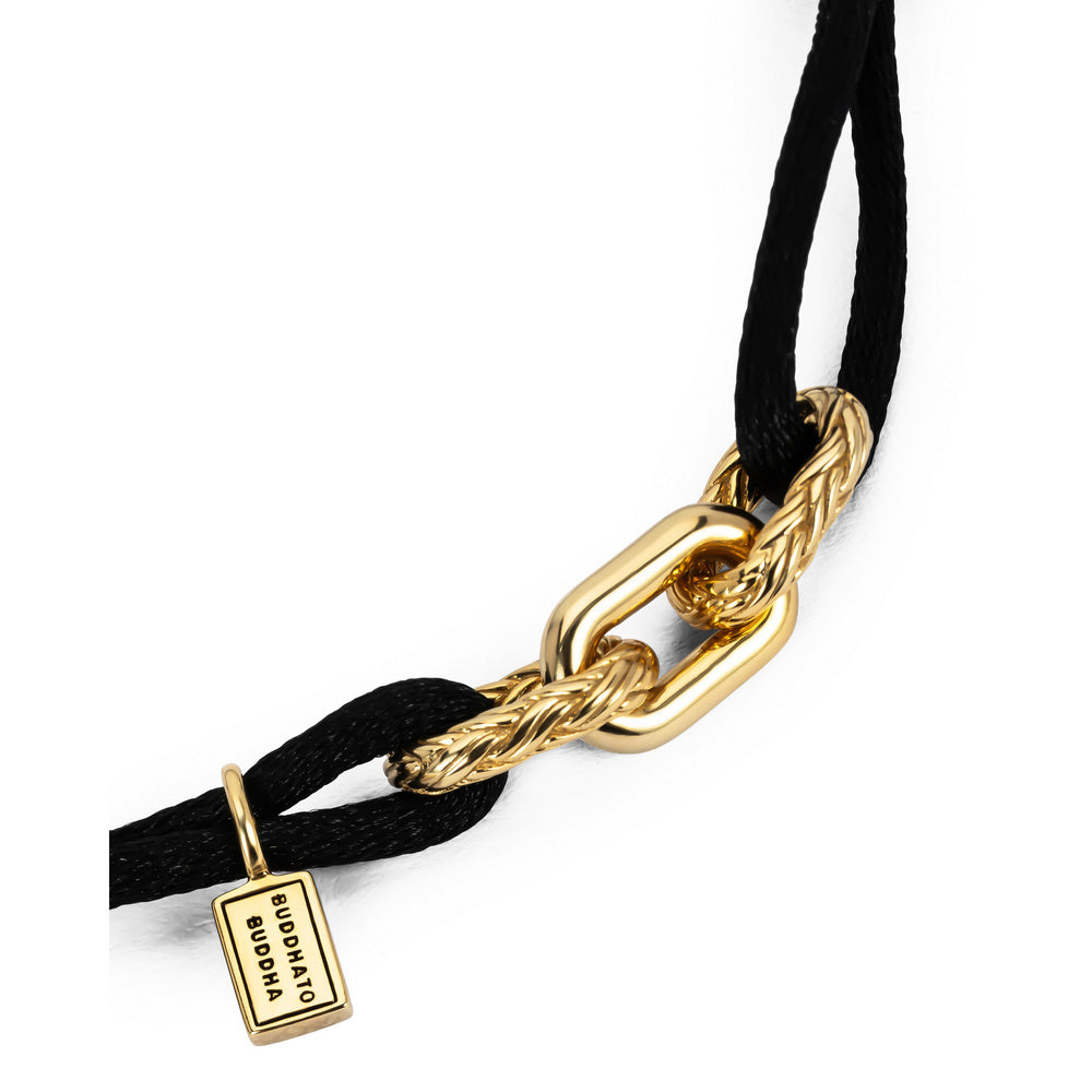 Buddha to Buddha Kordelarmband Katja vergoldet Schwarz