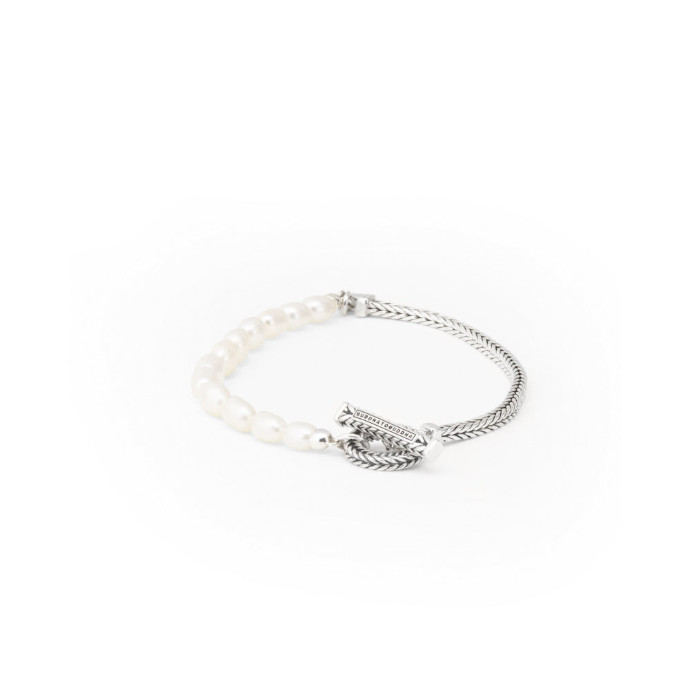 Buddha to Buddha Herrenarmband Barbara mit Perlen Silber