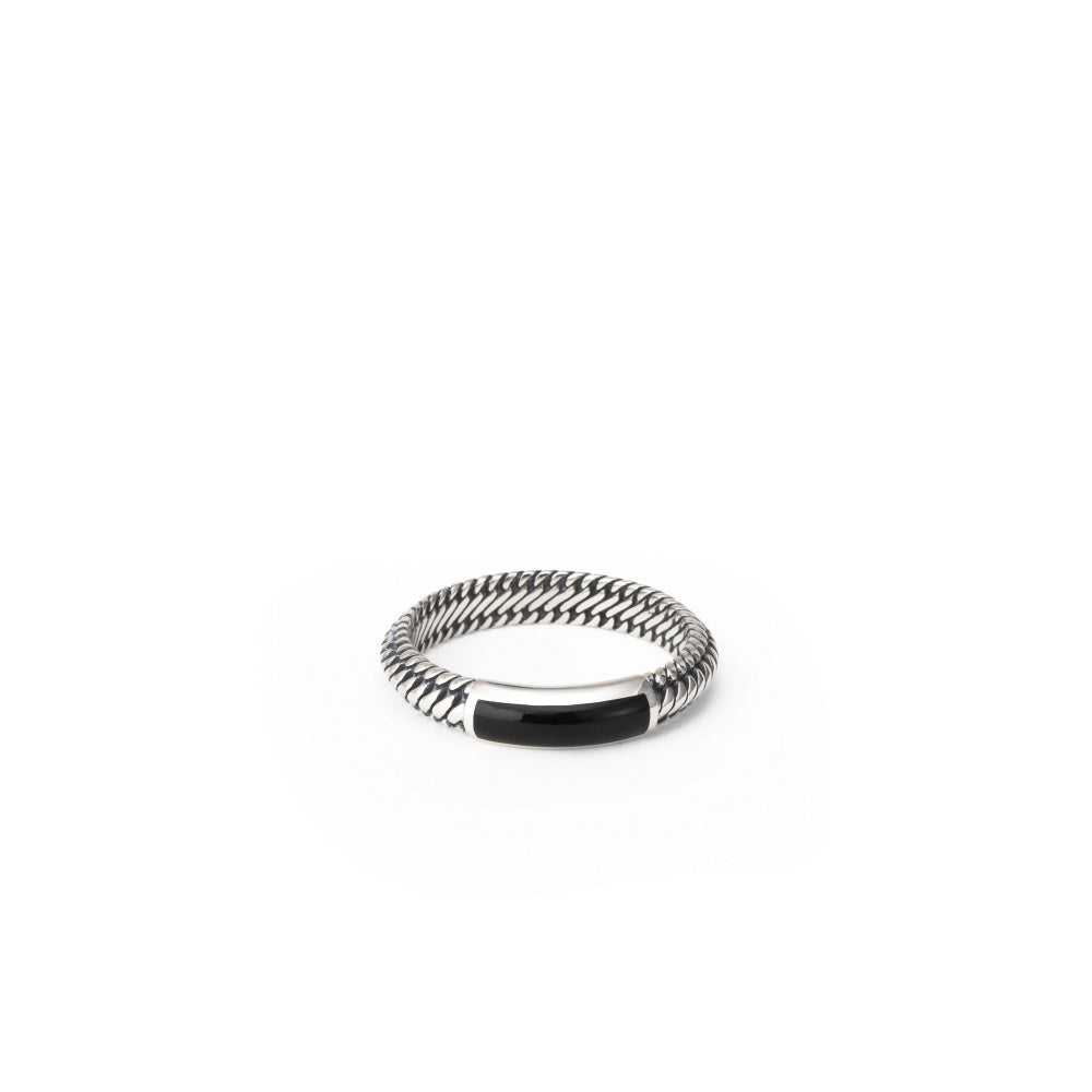 Buddha to Buddha Herrenring Ben Mini mit Onyx Silber