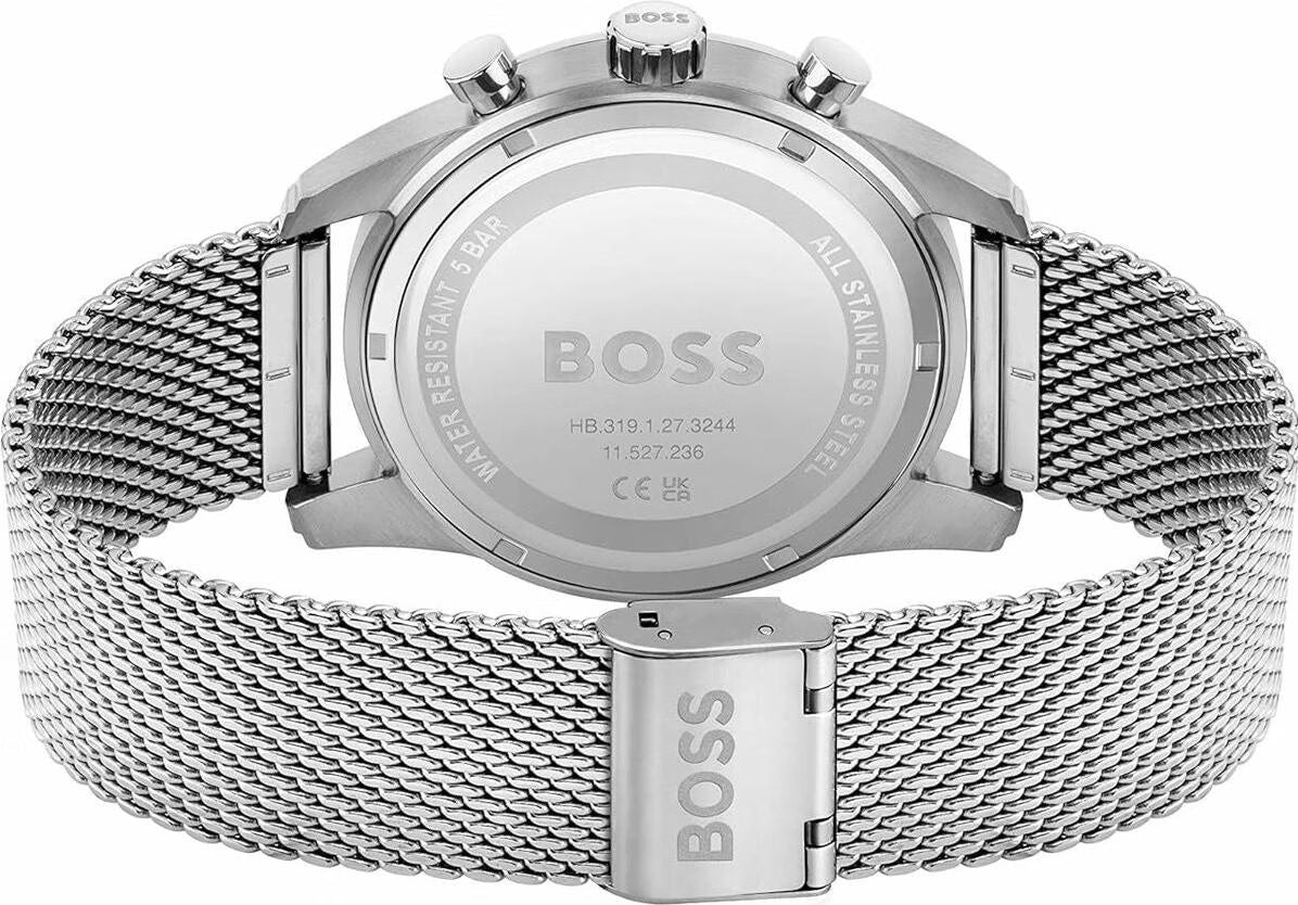 Hugo Boss Skymaster Chronograph 44mm Uhr Edelstahl Silber