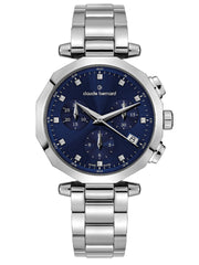 Claude Bernard Dress Code Damen Chronograph Blau 36 mm