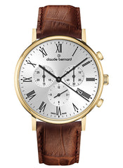Claude Bernard Slim Line Unisex Chronograph Silber Gold 40 mm