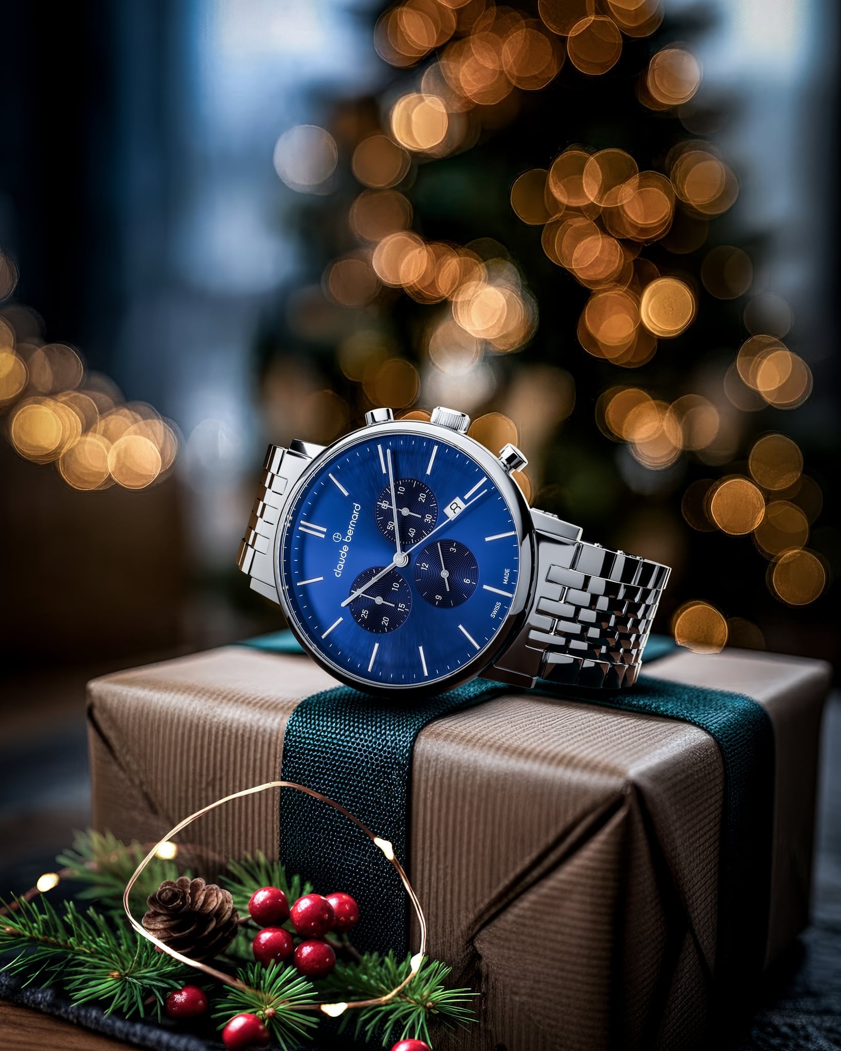 Claude Bernard Slim Line Unisex Chronograph Blau 40 mm