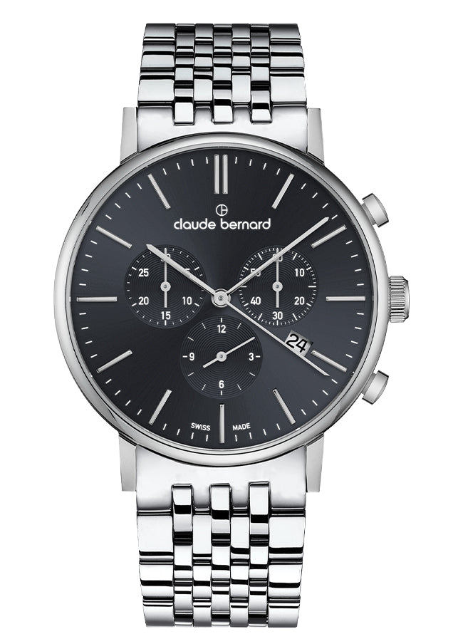 Claude Bernard Slim Line Unisex Chronograph Schwarz 40 mm