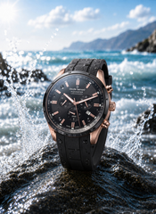 Claude Bernard Aquarider Herren Chronograph Schwarz Roségold 44 mm