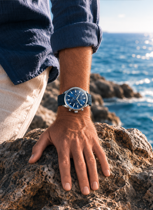 Claude Bernard Aquarider Herren Chronograph Blau 44 mm
