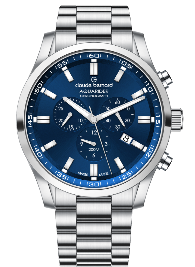 Claude Bernard Aquarider Herren Chronograph Blau 44 mm