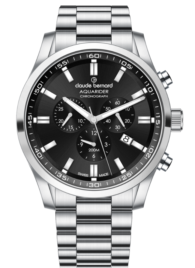 Claude Bernard Aquarider Herren Chronograph Schwarz 44 mm