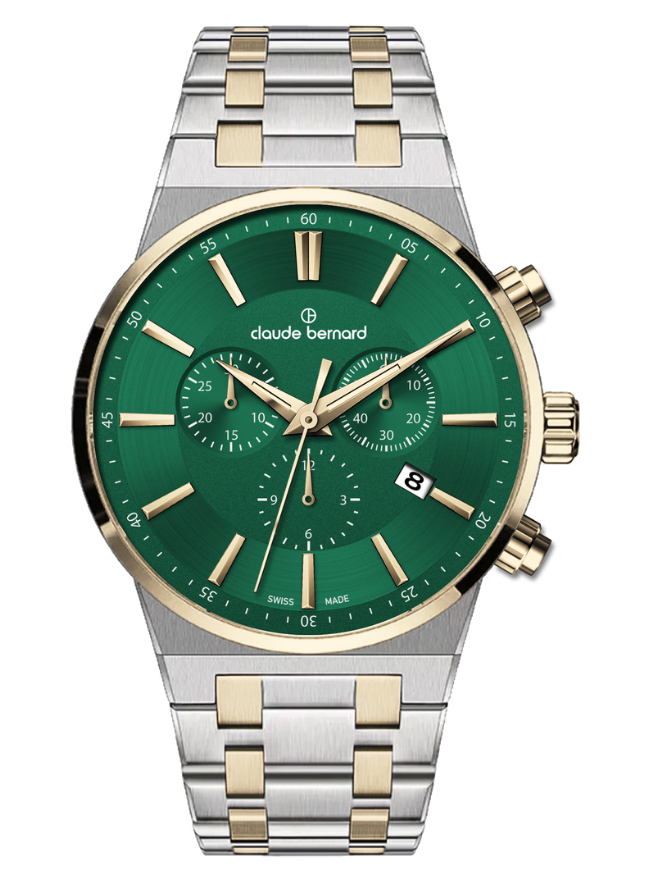 Claude Bernard NEO 1973 Herren Chronograph Grün Gold 41 mm
