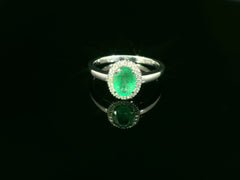 Bague exclusive en or blanc avec diamants et émeraude – Élégance intemporelle en or émeraude 18 carats EKC3/11.21 