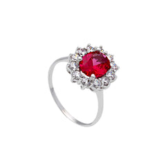18 Karat Gold - 750 Zirkonia Ring mit roten Stein - 145252