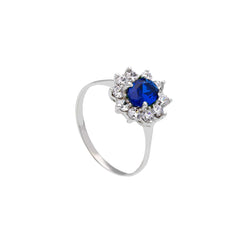 18 Karat Gold - 750 Zirkonia Ring mit blauen Stein - 145710