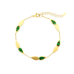 18 Karat - 750 Gelbgold Armband mit Malachit, Grüner Glanz - 276085