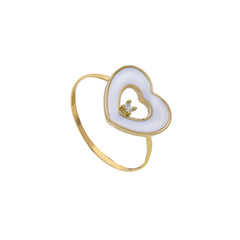 18 Karat - 750 Gelbgold Ring mit Perlmutt, Perlmutt Liebesherz - 273637