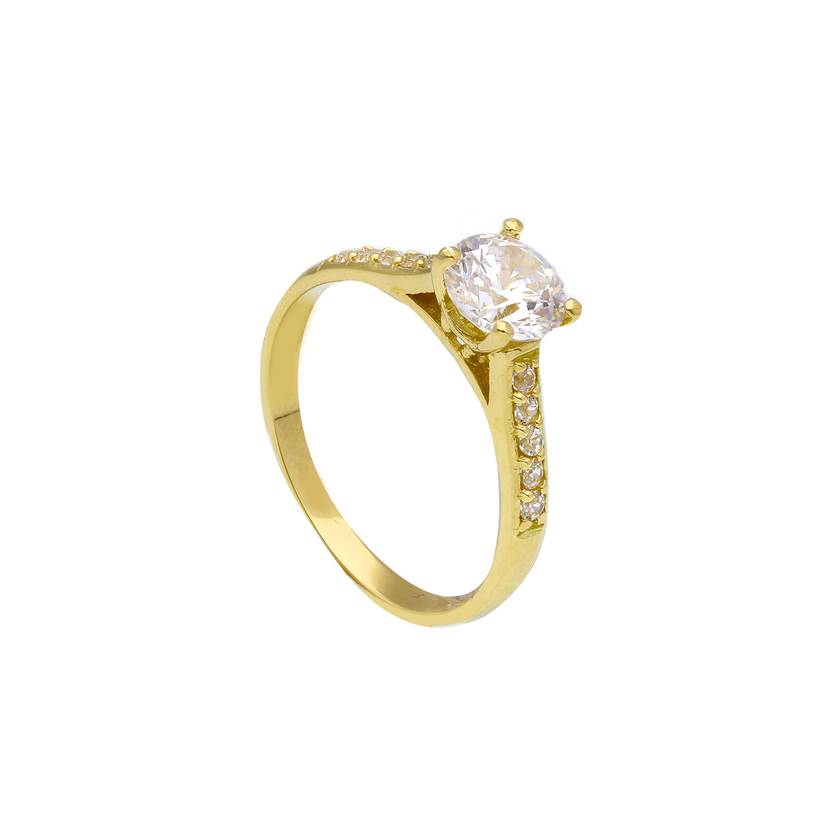 18 Karat Gold Solitärring mit Zirkonia