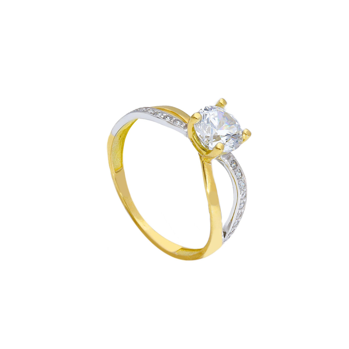 18 Karat Gold Solitärring mit Zirkonia