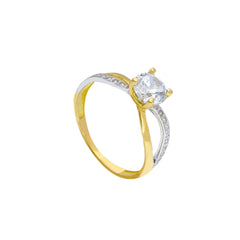 Linden 18 Karat Gelb- / Weissgold Solitärring mit Zirkonia