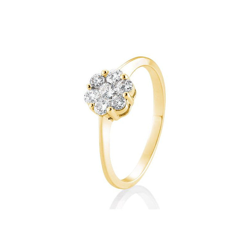 18 Karat Gold Verlobungsring Verlobungsring Flower mit Diamanten - 41/88019