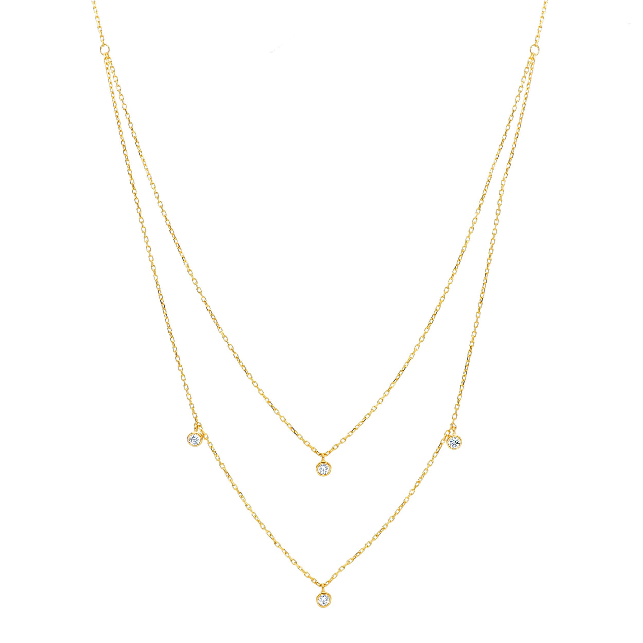 18 Karat Goldcollier-Halskette mit Zirkonia 