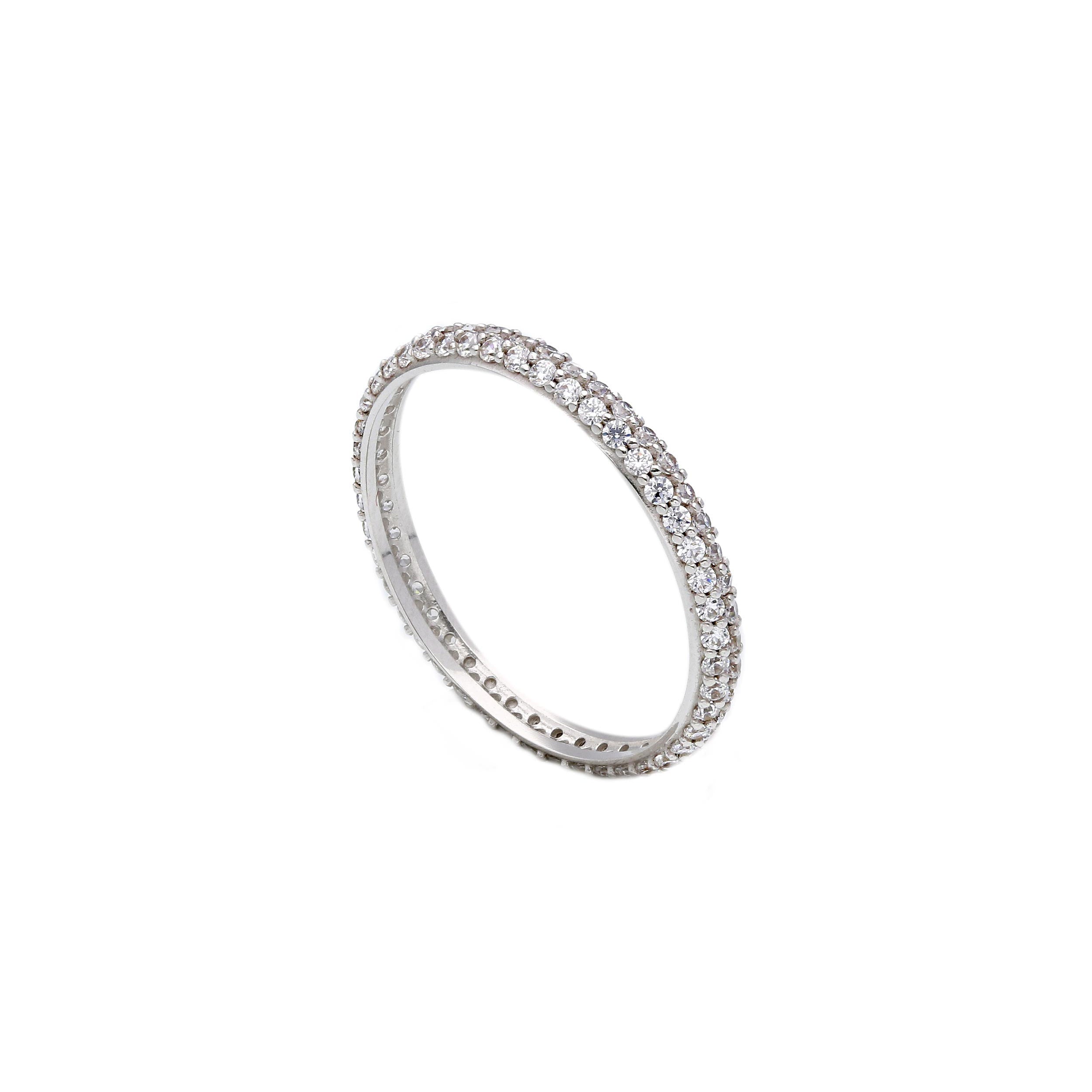 18 Karat Weissgold Memoire Ring mit Zirkonia