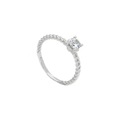 Linden 18 Karat Weissgold Zirkonia Solitär Ring