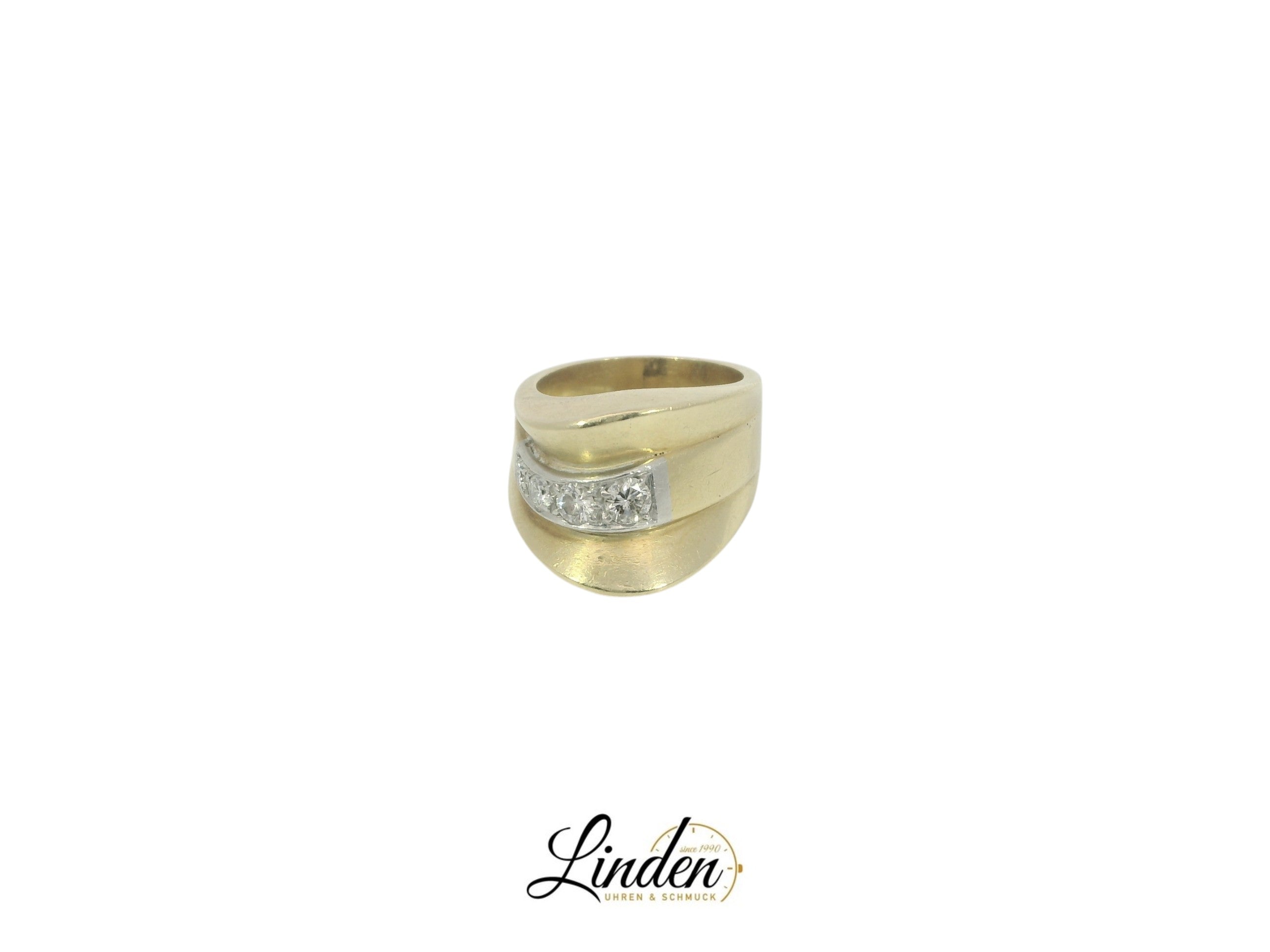 18K Gelbgold - 750 Ring 11.7gr mit 4 Diamanten