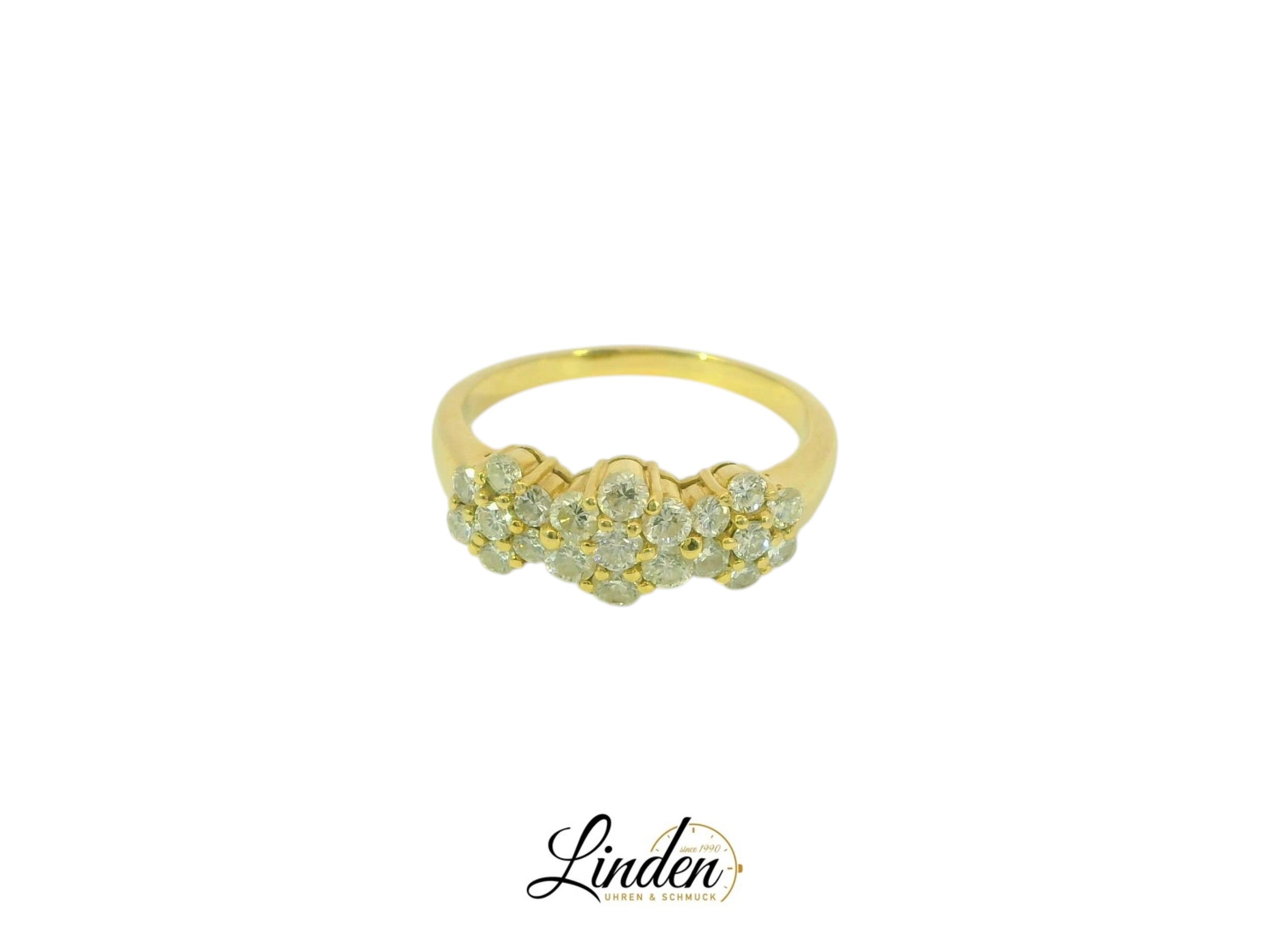 18K Gelbgold Ring mit 21 Diamanten
