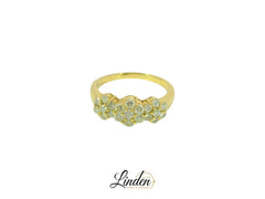 18K Gelbgold Ring mit 21 Diamanten