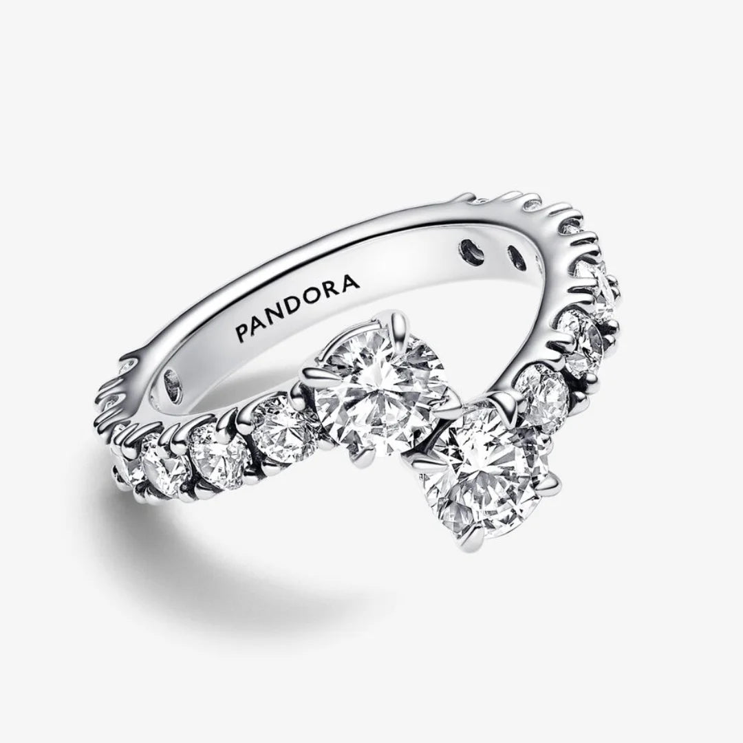 Pandora Band-Ring für Damen - Glitzernder Überlappender, Sterling-Silber